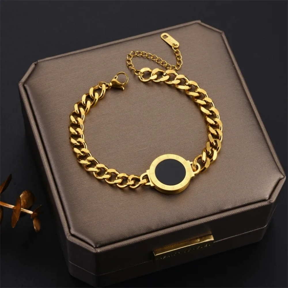 18k Gold Reversible Roman Numeral Bracelet